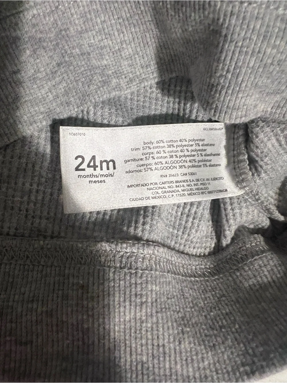 Carter’s Two-Piece Waffle Knit Short Set in Light Gray Size 24 Months